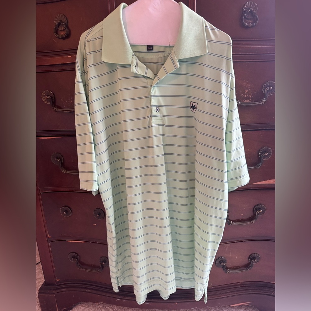 FootJoy Light Green/Blue Striped Polo Shirt